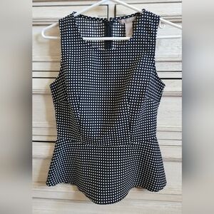 Banana Republic Black and White Polka Dot Peplum Top Size 2